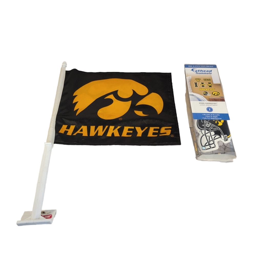 Iowa Hawkeyes Fathead Sticker Package & Car Auto Window Flag Home Auto Decor